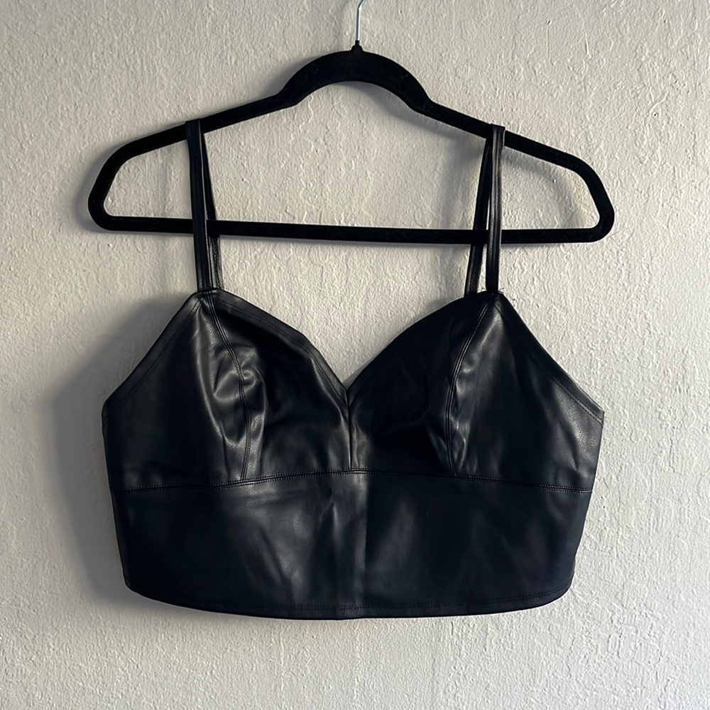 Vivid faux leather crop top